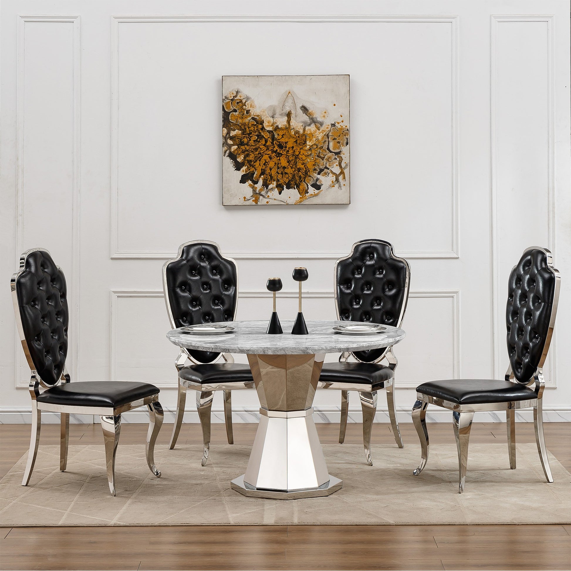 Sumdeal Round Faux Marble Dining Table for Apartments and Kitchens - detail image 7
