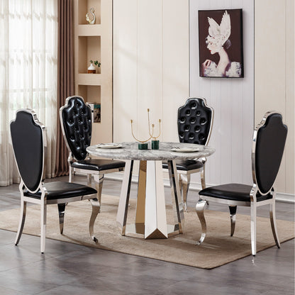 Sumdeal Round Faux Marble Dining Table for Apartments and Kitchens - detail image 7