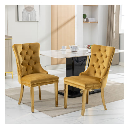 Sumdeal Velvet Dining Chairs Set of 2 with Gold Legs for Elegant Dining Spaces - variant-main 7