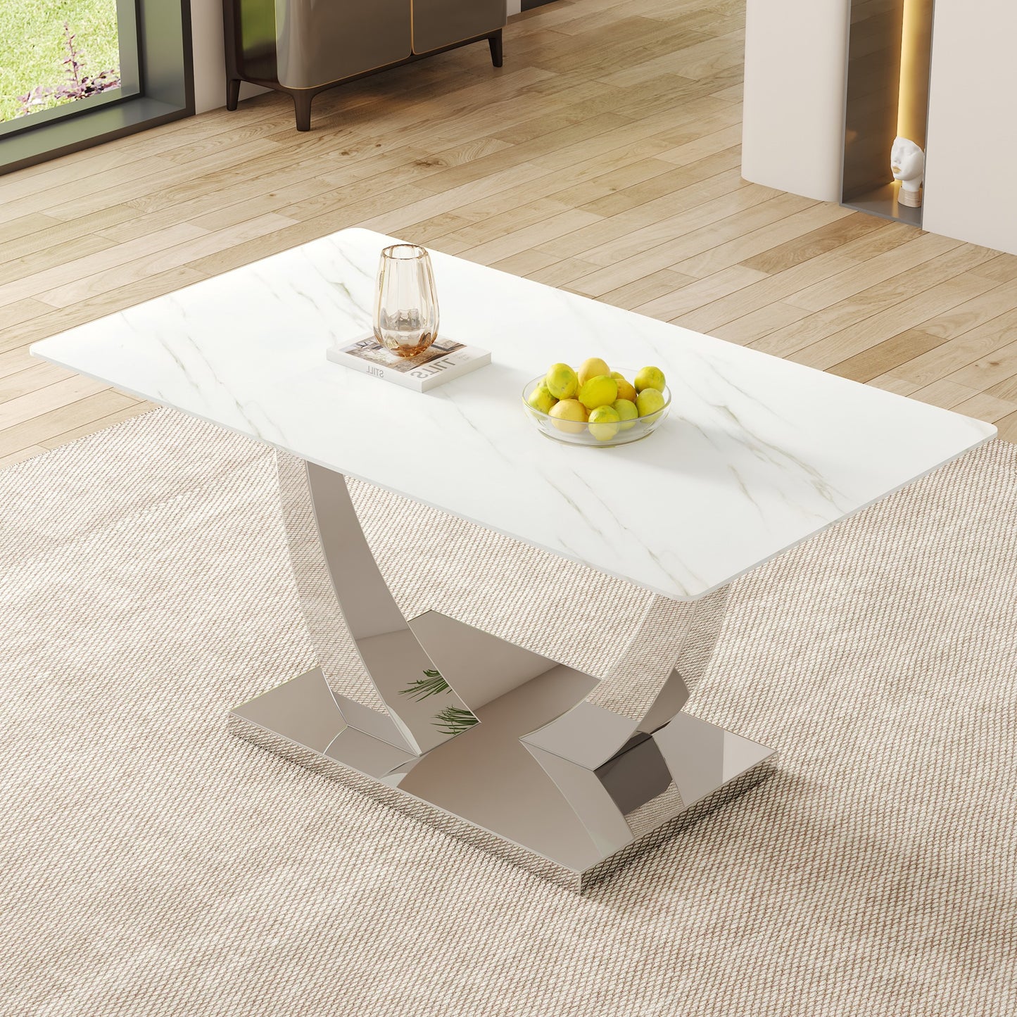Sumdeal Rectangular Glass Dining Table for Modern Dining Rooms - variant-main image 7