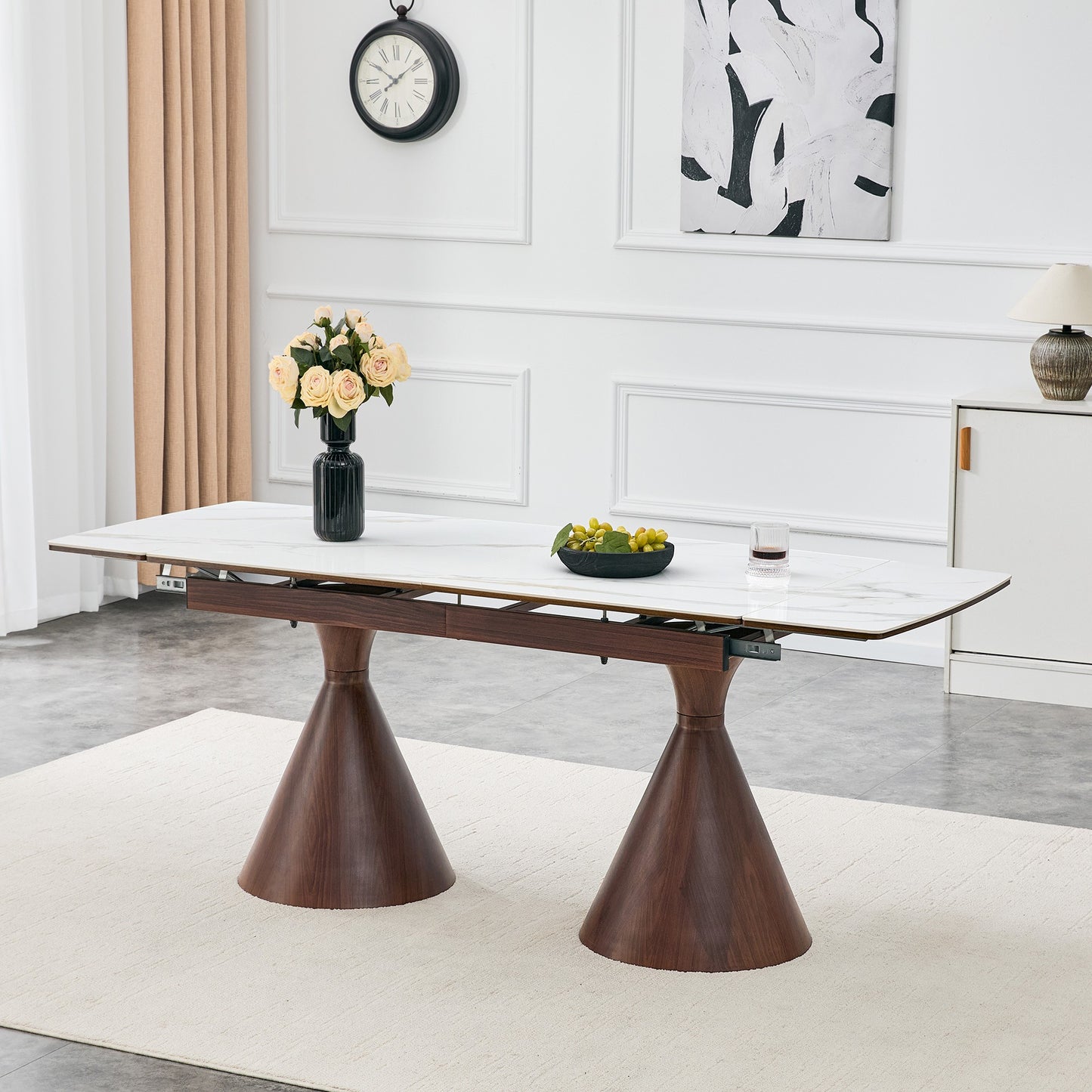 Sumdeal Extendable Faux Marble Dining Table for Flexible Family Dining - variant-main image 7