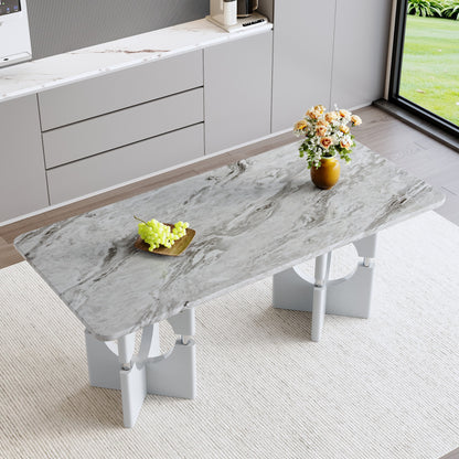 Sumdeal Rectangular Faux Marble Dining Table for Modern Dining Rooms - variant-main image 7