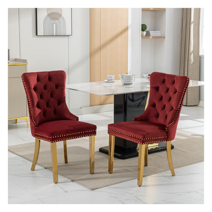 Sumdeal Velvet Dining Chairs Set of 2 with Gold Legs for Elegant Dining Spaces - variant-main 8