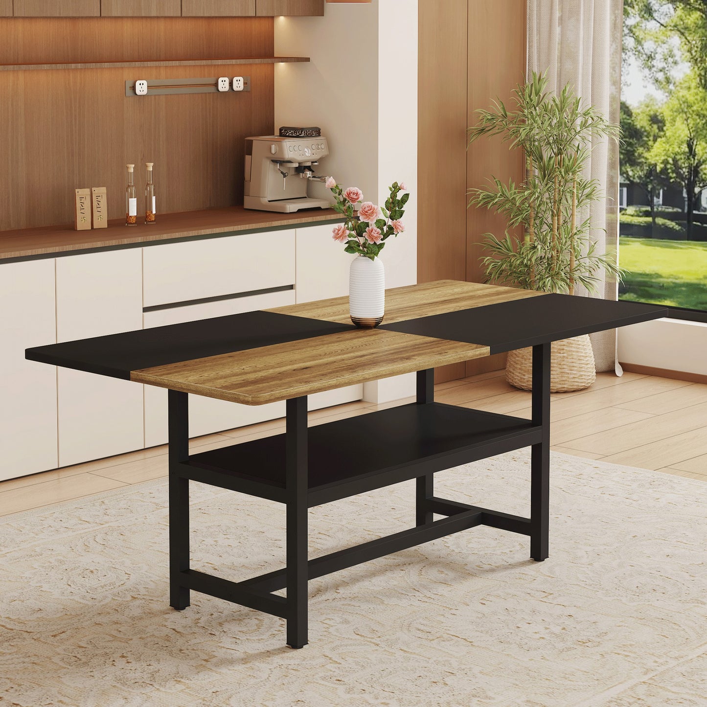 Sumdeal Rectangular Wood-Look Dining Table for Modern Dining Rooms - variant-main image 8