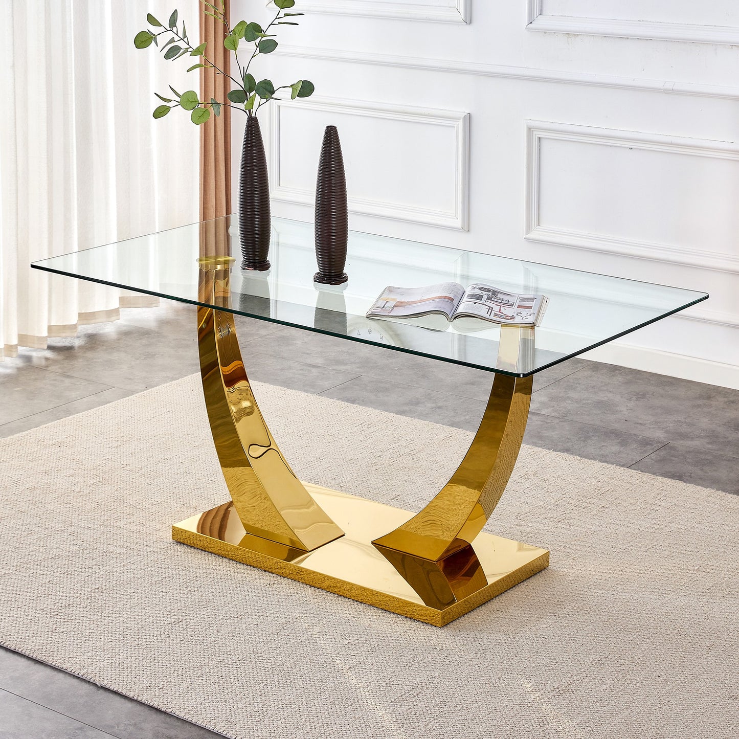 Sumdeal Rectangular Glass Dining Table for Modern Dining Rooms - variant-main image 8