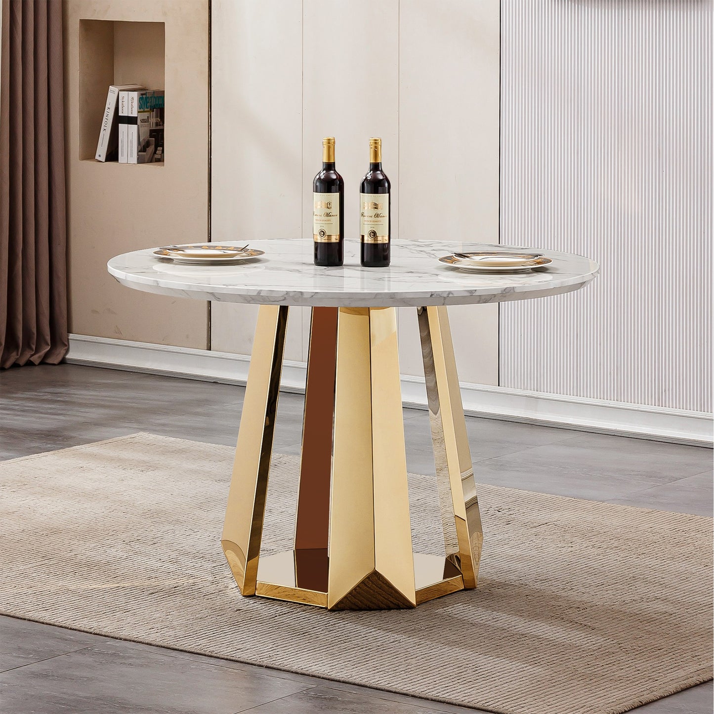 Sumdeal Round Faux Marble Dining Table for Apartments and Kitchens - variant-main image 8