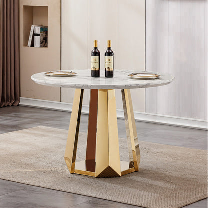 Sumdeal Round Faux Marble Dining Table for Apartments and Kitchens - variant-main image 8