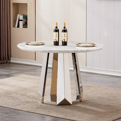 Sumdeal Round Faux Marble Dining Table for Apartments and Kitchens - variant-main image 9