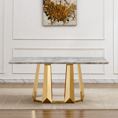 Sumdeal Rectangular Faux Marble Dining Table for Modern Dining Rooms - variant-main image 9