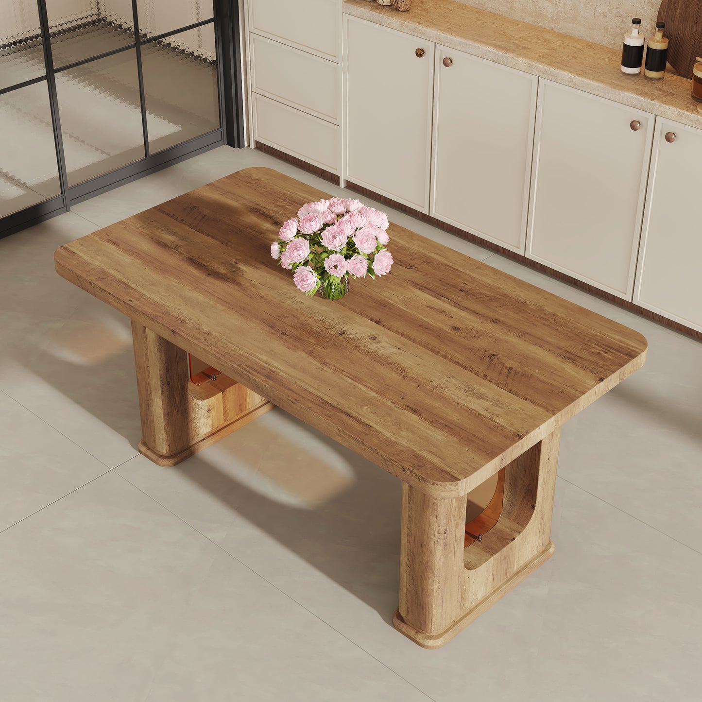 Sumdeal 64.5 Inch Modern Marble Dining Table - Stylish Kitchen & Dining Room Table