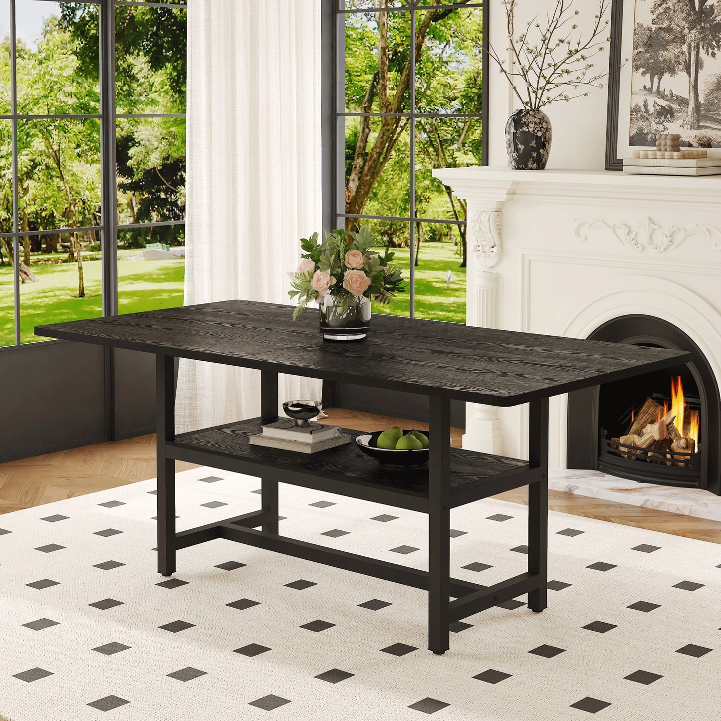 Sumdeal Rectangular Wood-Look Dining Table for Modern Dining Rooms - variant-main image 10