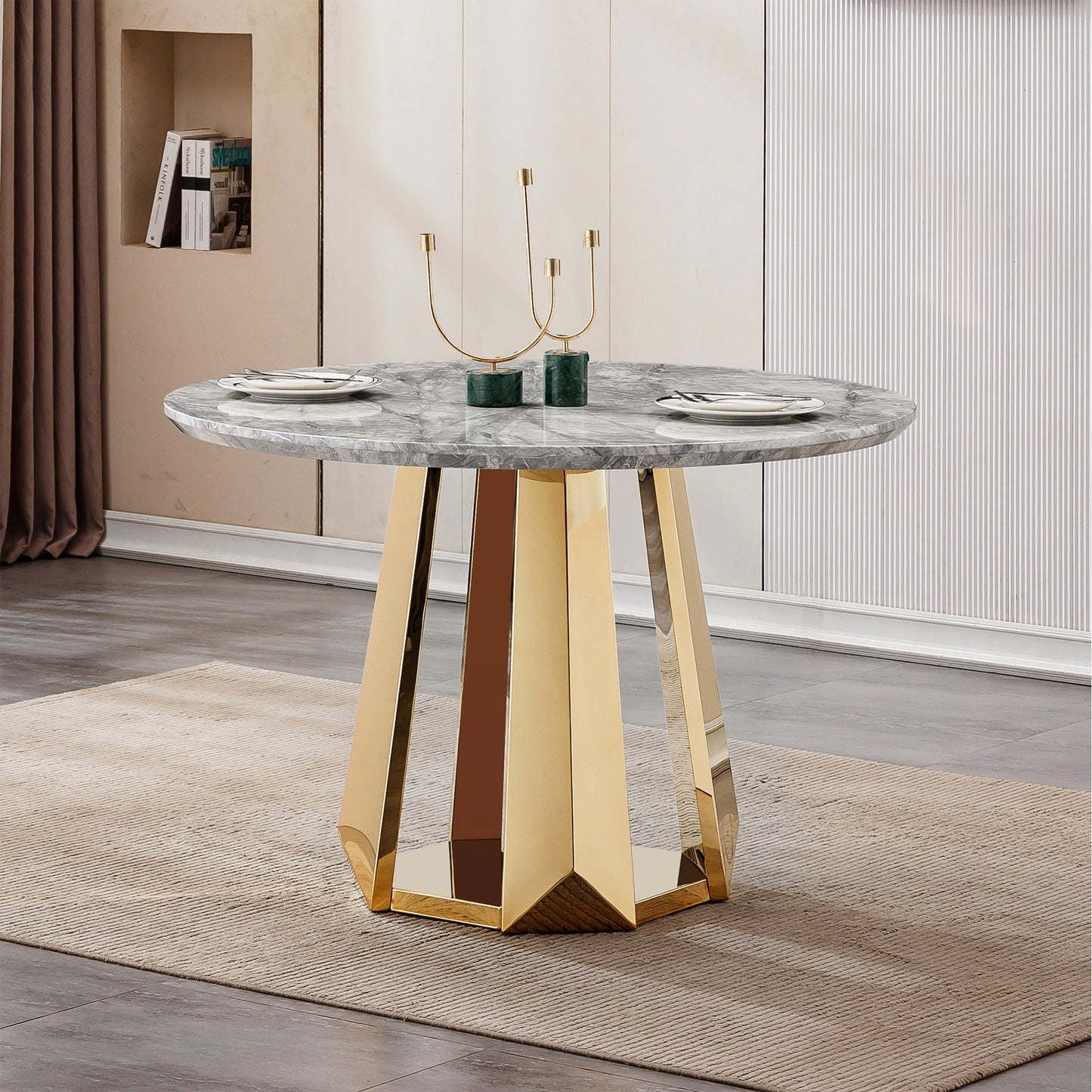 Sumdeal Round Faux Marble Dining Table for Apartments and Kitchens - variant-main image 10