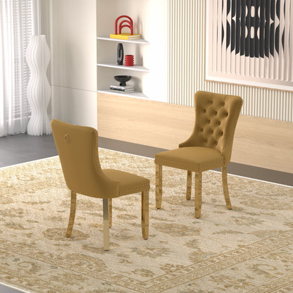 Sumdeal Velvet Dining Chairs Set of 6, Tall Back Side Chair, Modern Upholstered High-end Tufted Side Chair with Button Back Ring