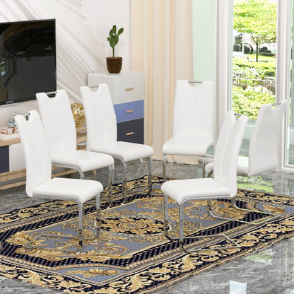 Sumdeal Modern Pu Leather Dining Chair with Handle and C-shaped Metal Legs