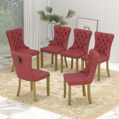 Sumdeal Mid-Century Modern Dining Chairs with Lion Head Pull Ring - High-End Tufted Velvet Upholstered Accent Chairs with Golden Legs & Nailhead Trim