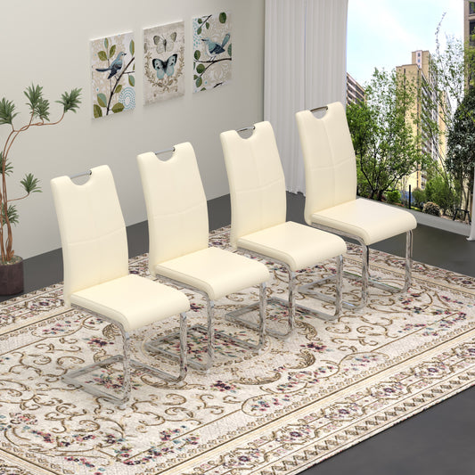 Sumdeal Modern Pu Leather Dining Chair with Handle and C-shaped Metal Legs