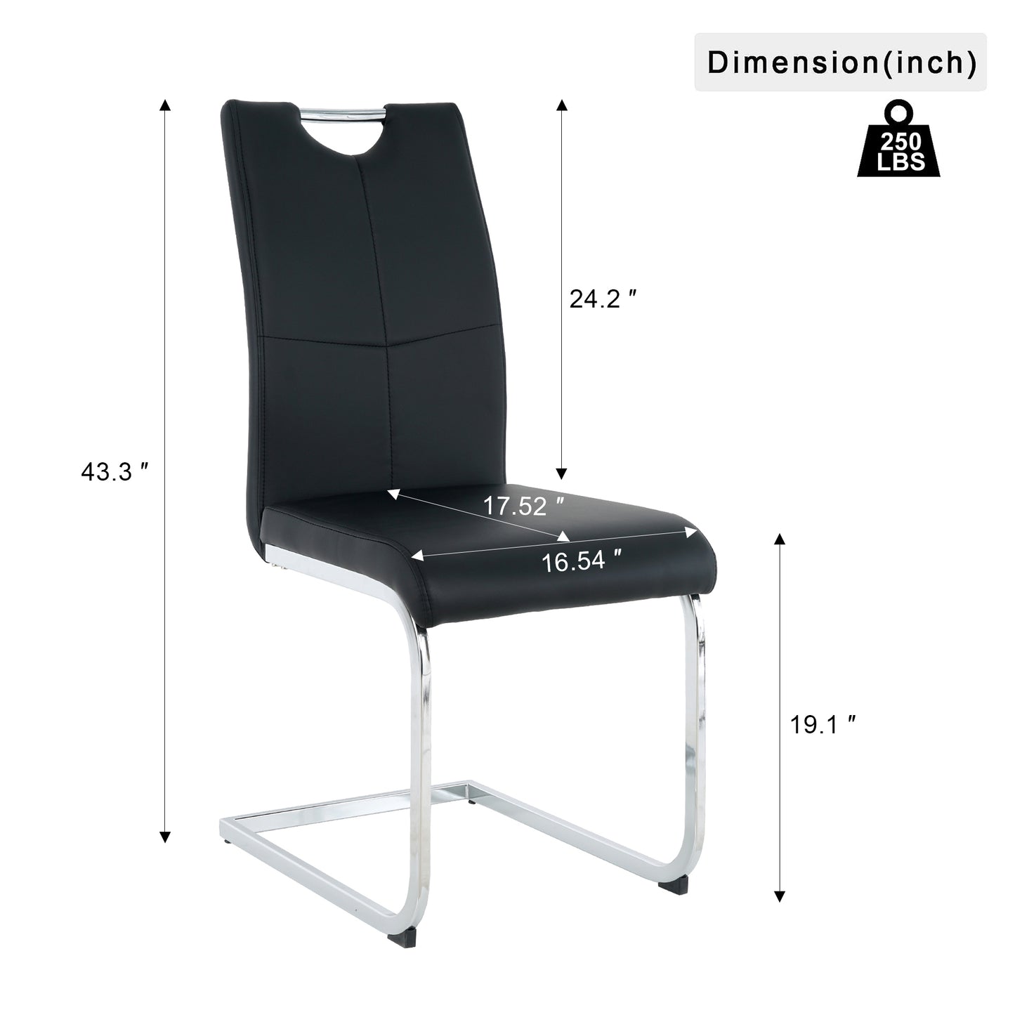 Sumdeal Modern Pu Leather Dining Chair with Handle and C-shaped Metal Legs