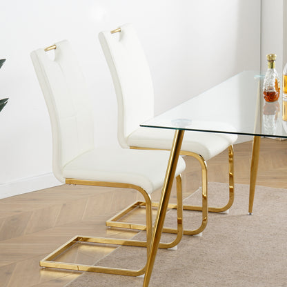 Sumdeal Modern Pu Leather Dining Chair with Handle and C-shaped Metal Legs