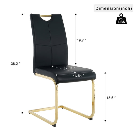 Sumdeal Modern Pu Leather Dining Chair with Handle and C-shaped Metal Legs
