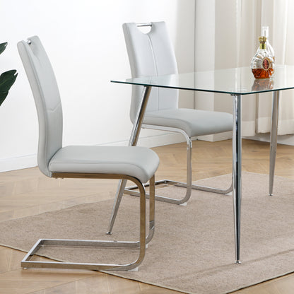 Sumdeal Modern Pu Leather Dining Chair with Handle and C-shaped Metal Legs
