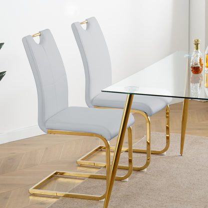 Sumdeal Modern Pu Leather Dining Chair with Handle and C-shaped Metal Legs