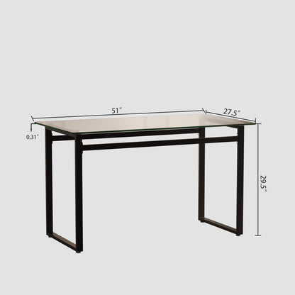 Sumdeal Modern Glass Dining Table for 4-6 People | Rectangle Glass Dining Table for 4 | Kitchen Glass Dining Table with  Metal Legs