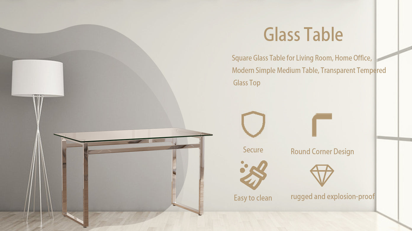 Sumdeal Modern Glass Dining Table for 4-6 People | Rectangle Glass Dining Table for 4 | Kitchen Glass Dining Table with  Metal Legs
