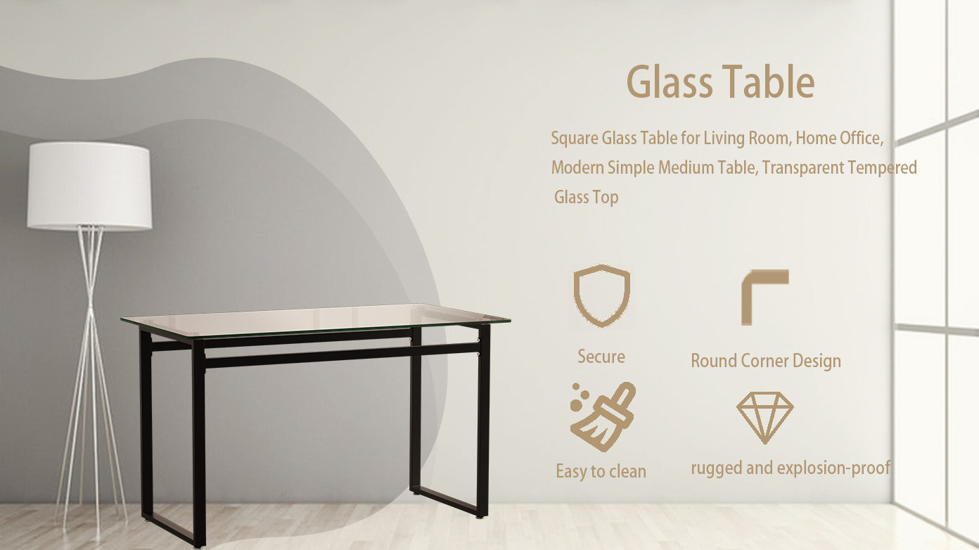 Sumdeal Modern Glass Dining Table for 4-6 People | Rectangle Glass Dining Table for 4 | Kitchen Glass Dining Table with  Metal Legs