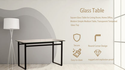 Sumdeal Modern Glass Dining Table for 4-6 People | Rectangle Glass Dining Table for 4 | Kitchen Glass Dining Table with  Metal Legs