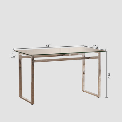 Sumdeal Modern Glass Dining Table for 4-6 People | Rectangle Glass Dining Table for 4 | Kitchen Glass Dining Table with  Metal Legs