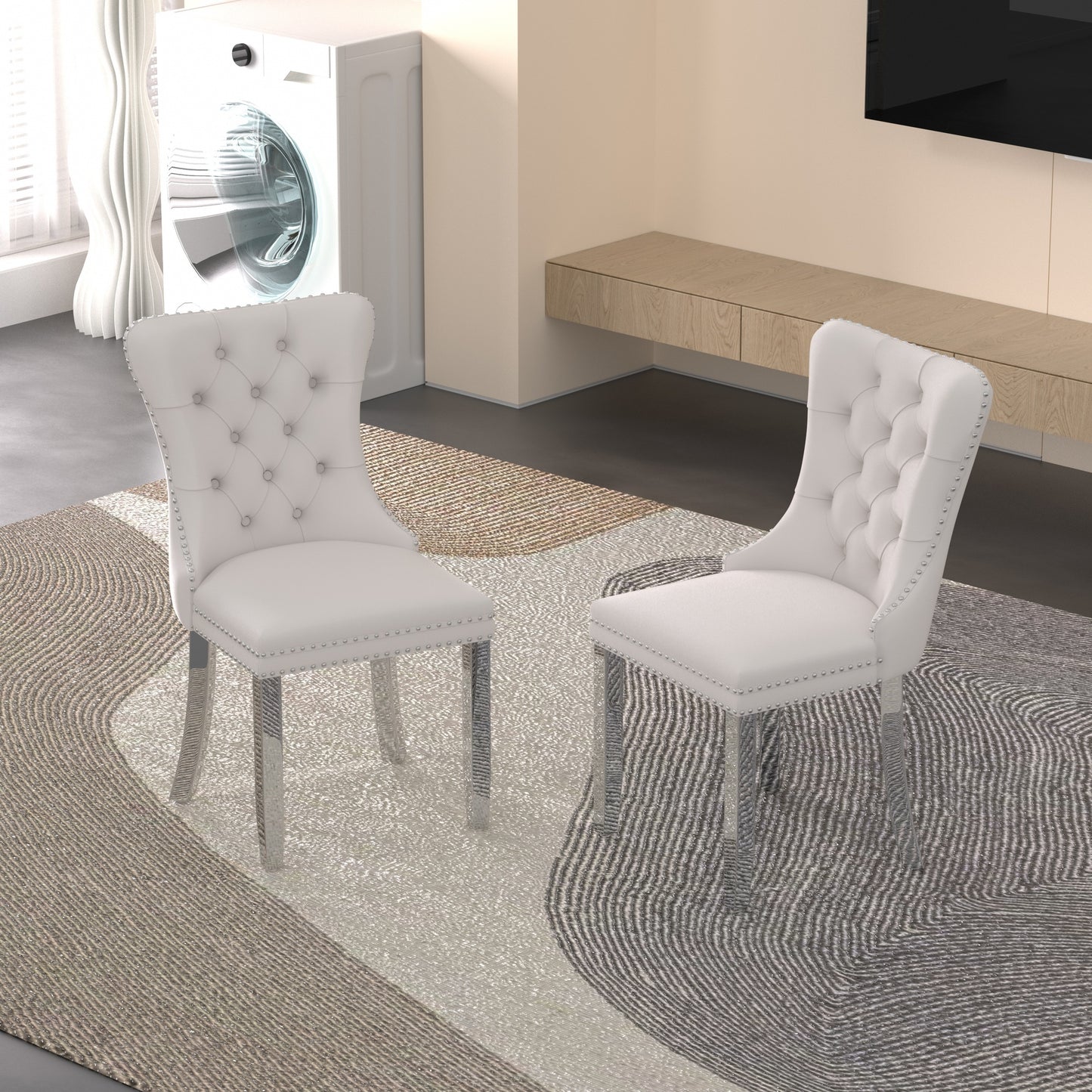 Sumdeal Velvet Dining Chairs Set of 6, Tall Back Side Chair, Modern Upholstered High-end Tufted Side Chair with Button Back Ring