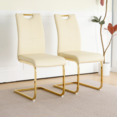 Sumdeal Modern Pu Leather Dining Chair with Handle and C-shaped Metal Legs