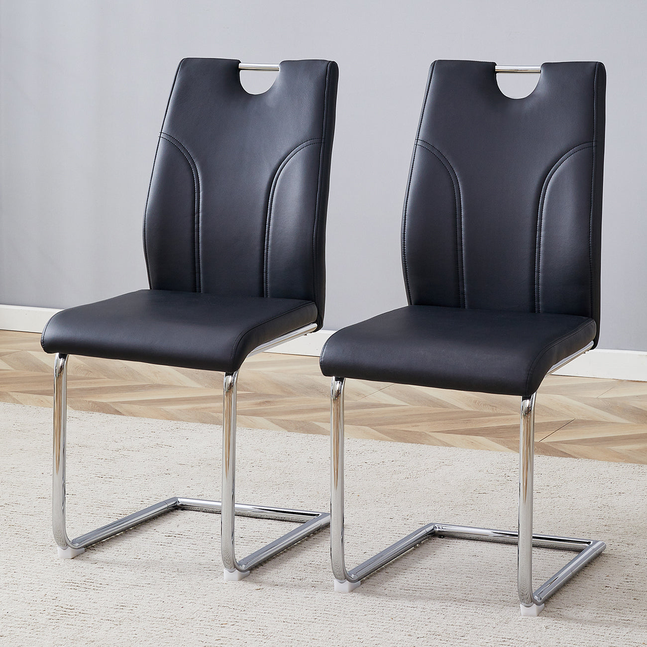 Sumdeal Modern Pu Leather Dining Chair Set with Silver C-shaped Metal Legs,Set of 2,Set of 4,Set of 6