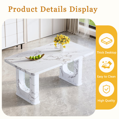 Sumdeal 64.5 Inch Modern Marble Dining Table - Stylish Kitchen & Dining Room Table