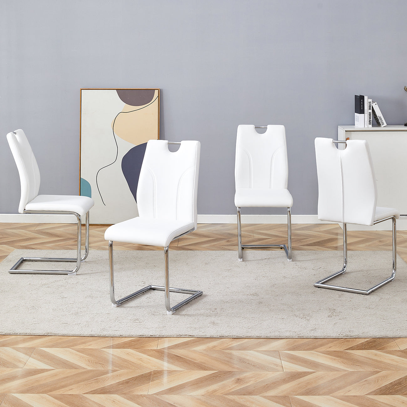 Sumdeal Modern Pu Leather Dining Chair Set with Silver C-shaped Metal Legs,Set of 2,Set of 4,Set of 6