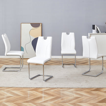 Sumdeal Modern Pu Leather Dining Chair Set with Silver C-shaped Metal Legs,Set of 2,Set of 4,Set of 6