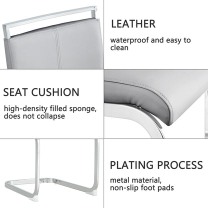 Sumdeal Modern C-shape Metal Leg Dining Chairs Set of 4,Modern Dining Chairs with Metal frame leg with High Density Sponge Leather,Dining Chairs with Silver Leg for Dining Room,Kitchen,Living Room