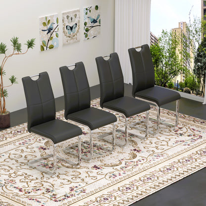 Sumdeal Modern Pu Leather Dining Chair with Handle and C-shaped Metal Legs