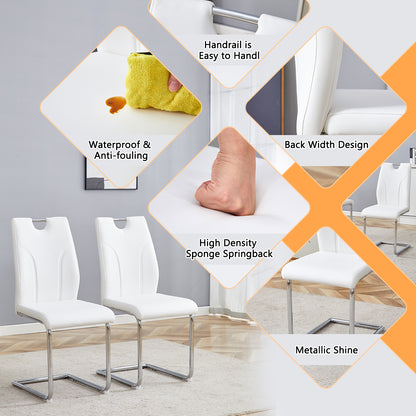 Sumdeal Modern Pu Leather Dining Chair Set with Silver C-shaped Metal Legs,Set of 2,Set of 4,Set of 6