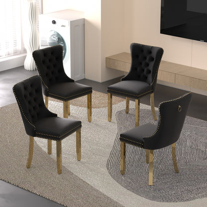 Sumdeal Velvet Dining Chairs Set of 6, Tall Back Side Chair, Modern Upholstered High-end Tufted Side Chair with Button Back Ring