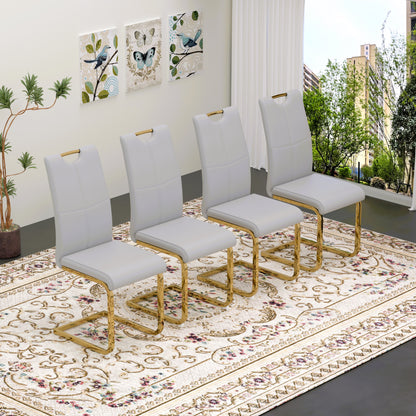 Sumdeal Modern Pu Leather Dining Chair with Handle and C-shaped Metal Legs