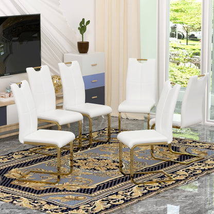 Sumdeal Modern Pu Leather Dining Chair with Handle and C-shaped Metal Legs