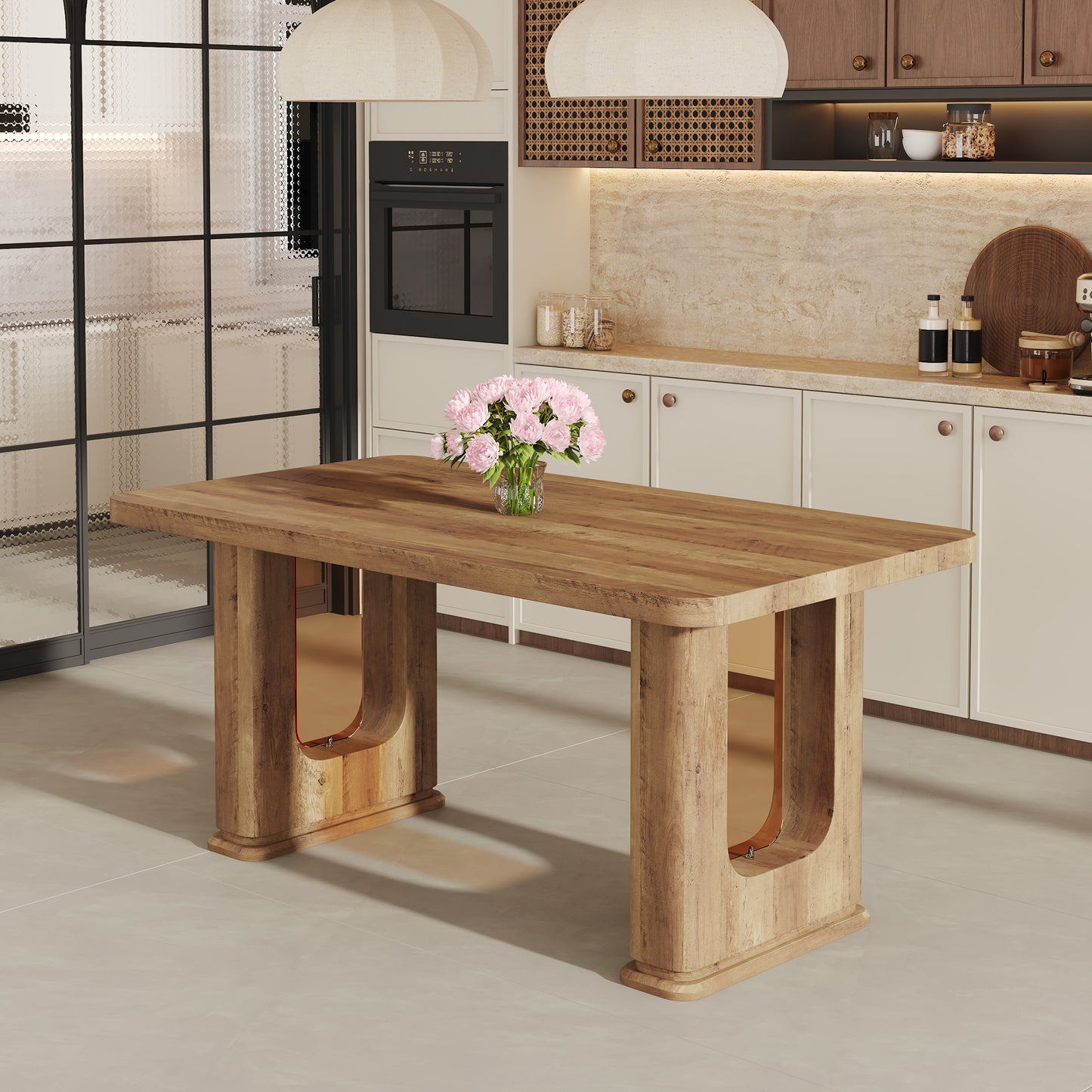 Sumdeal 64.5 Inch Modern Marble Dining Table - Stylish Kitchen & Dining Room Table