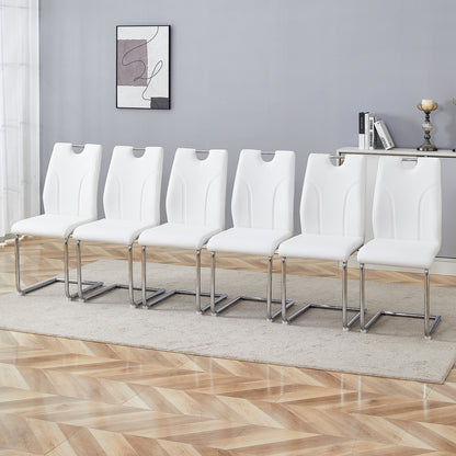 Sumdeal Modern Pu Leather Dining Chair Set with Silver C-shaped Metal Legs,Set of 2,Set of 4,Set of 6