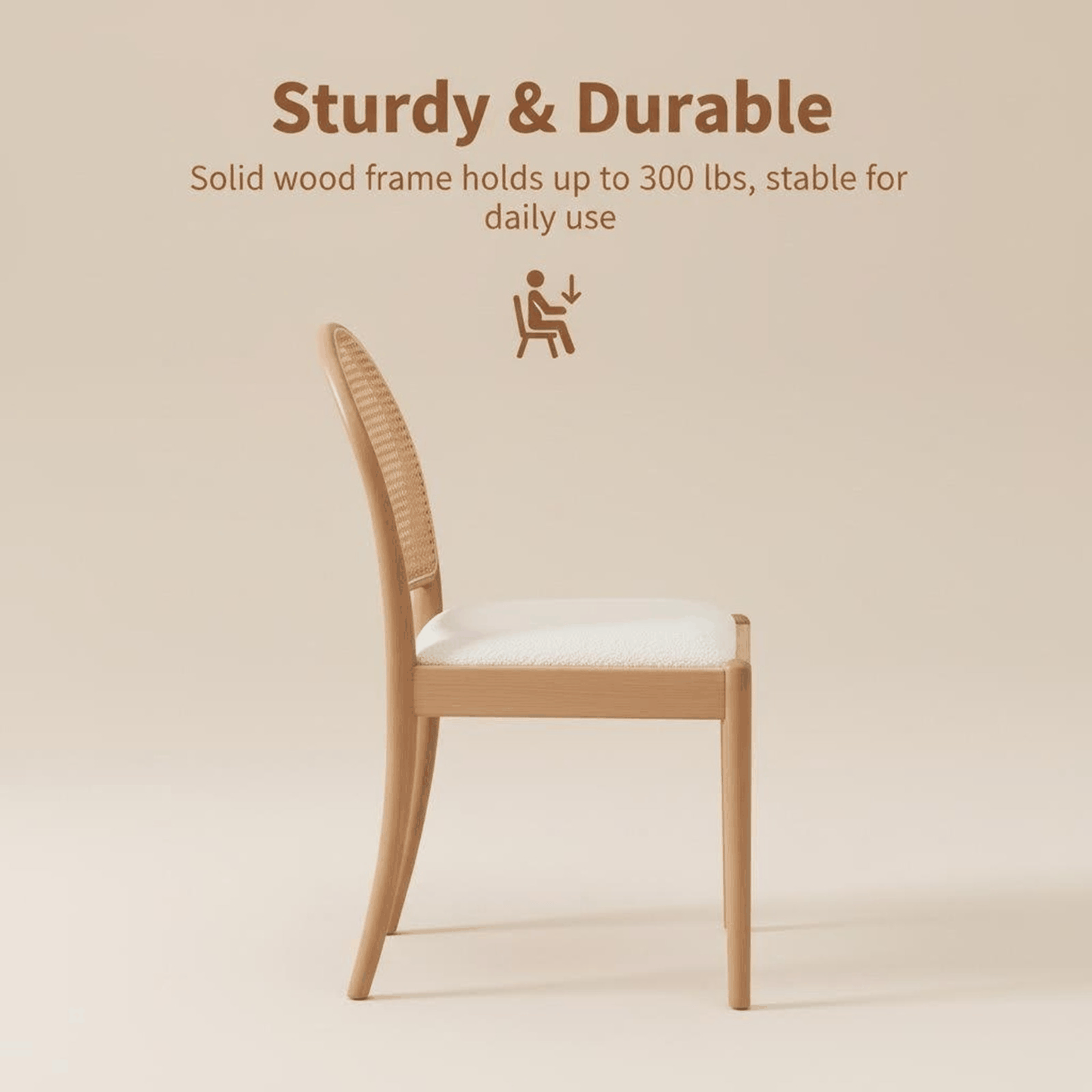 Sumdeal rattan dining chair solid wood frame detail