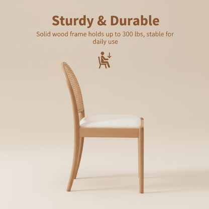 Sumdeal rattan dining chair solid wood frame detail