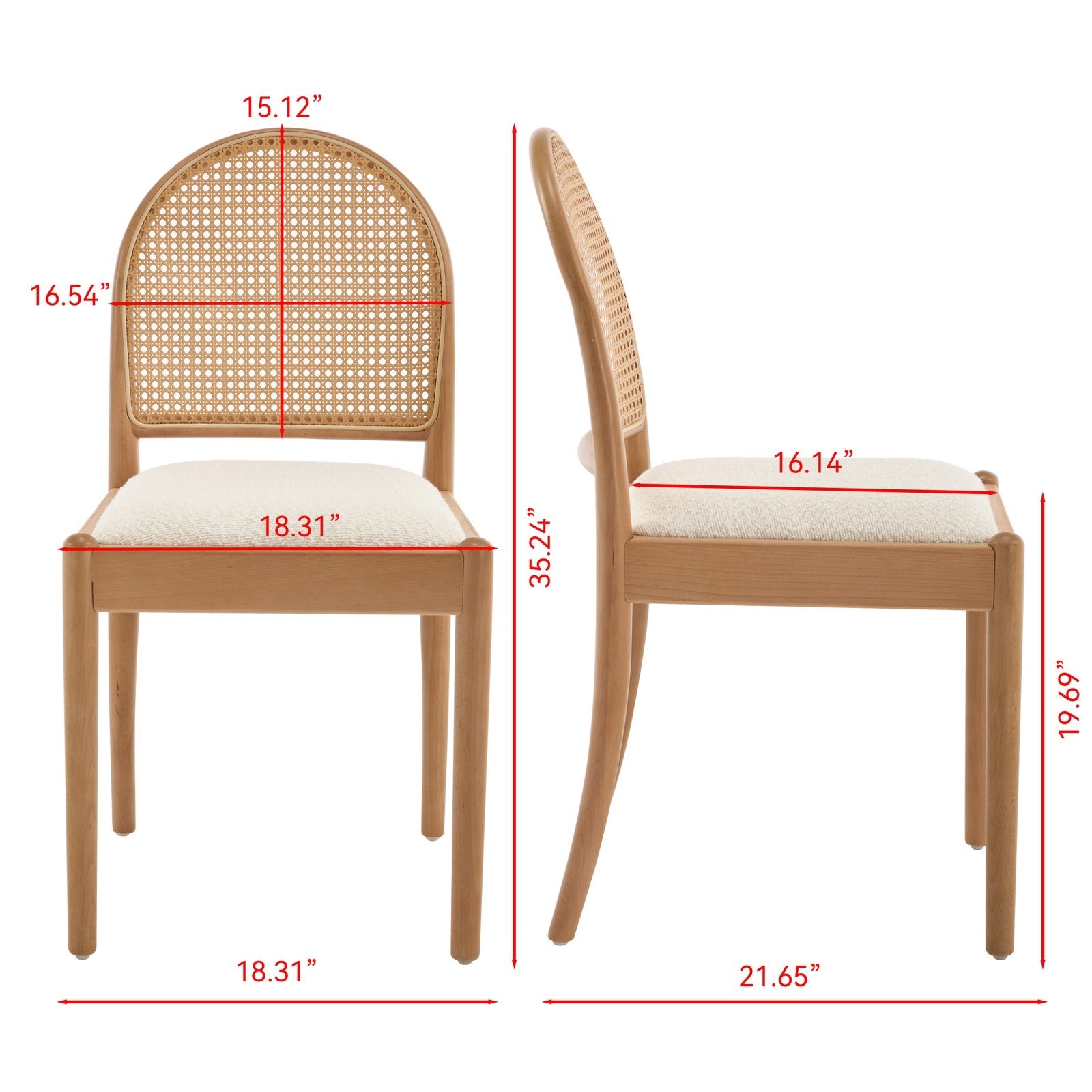 Sumdeal rattan dining chairs set of 2 dimension guide