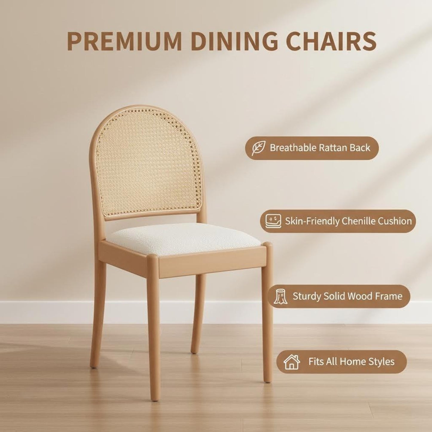 Sumdeal rattan dining chair feature callouts