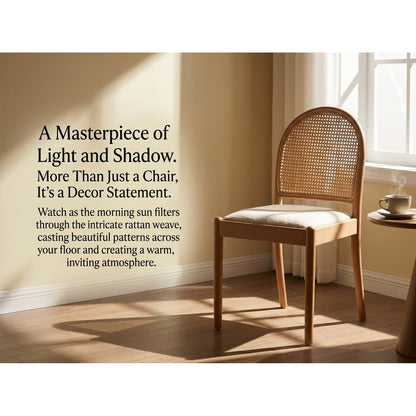 Sumdeal rattan dining chair light and shadow lifestyle detail