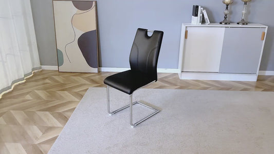Sumdeal Modern Pu Leather Dining Chair Set with Silver C-shaped Metal Legs,Set of 2,Set of 4,Set of 6